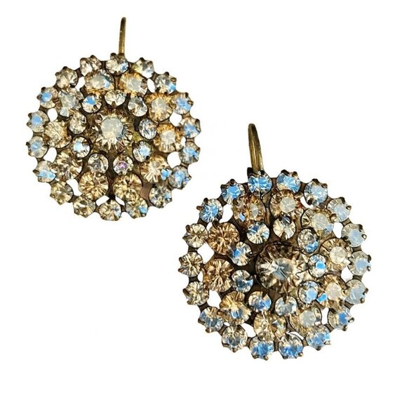 Liz Palacios Florette Leverback Earrings Made With Swarovski Crystals Brass Tone - Picture 3 of 10